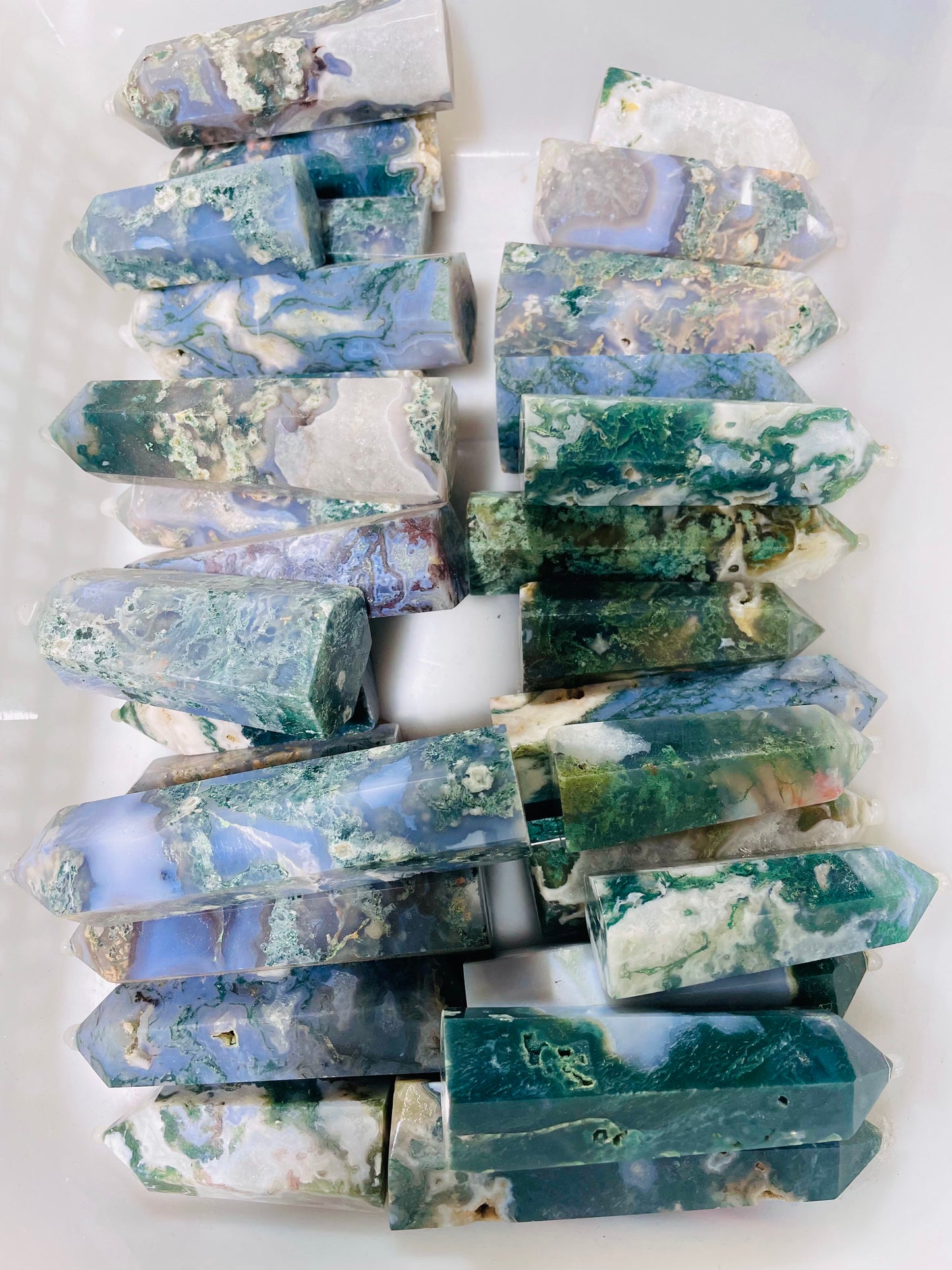 Moss Agate Small Tower